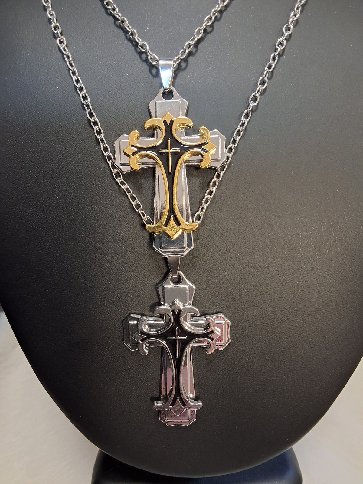 Silver Cross with Gold and Black Cross #1791