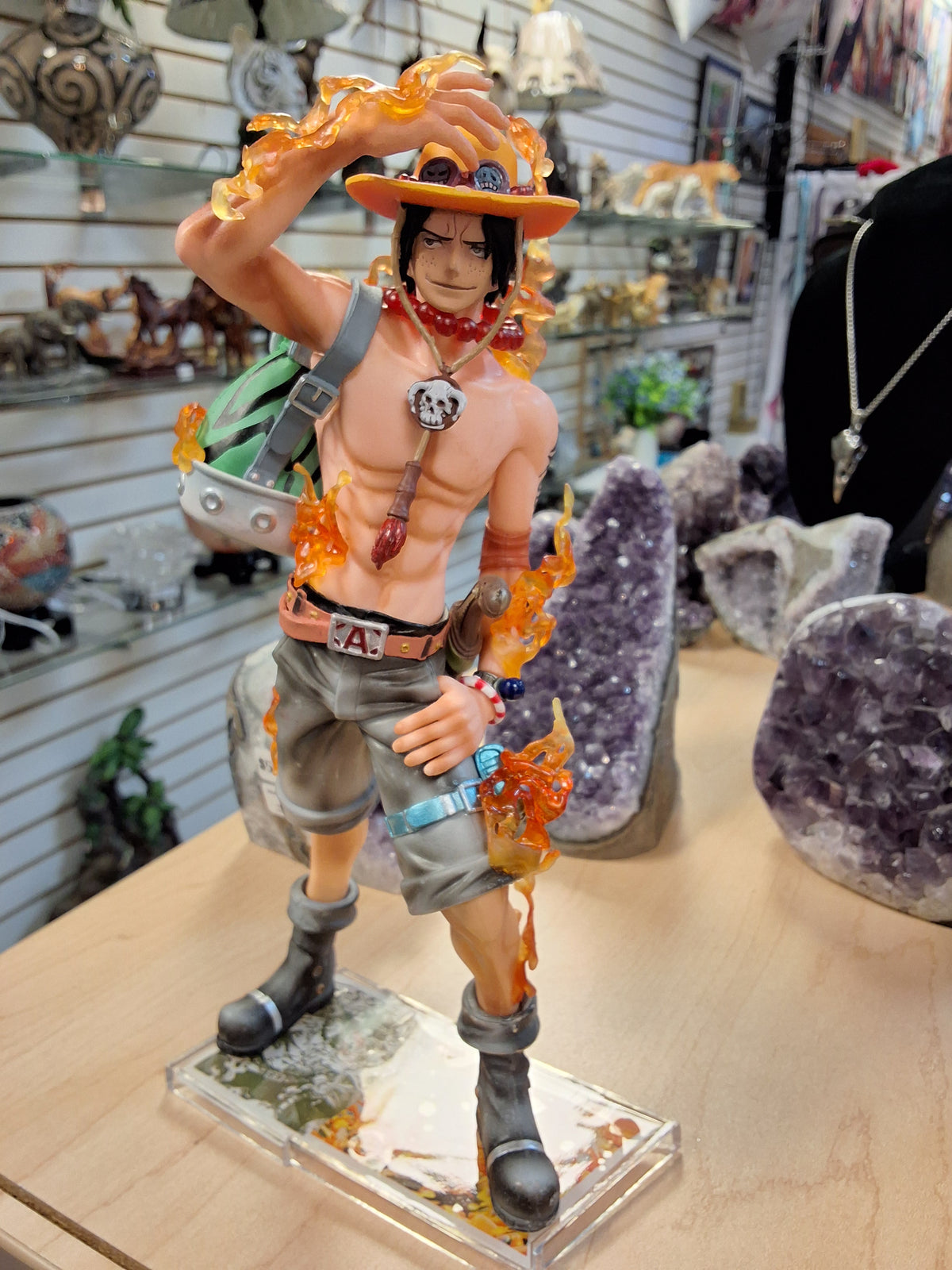 One piece character on fire wearing backpack. #1593