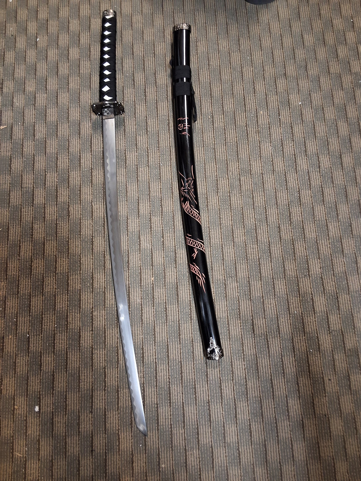 Red etched dragon Katana
