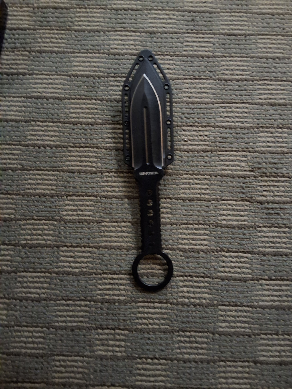 Black Dagger w/ Finger Ring with Hard Case Kydex style Sheath #3026