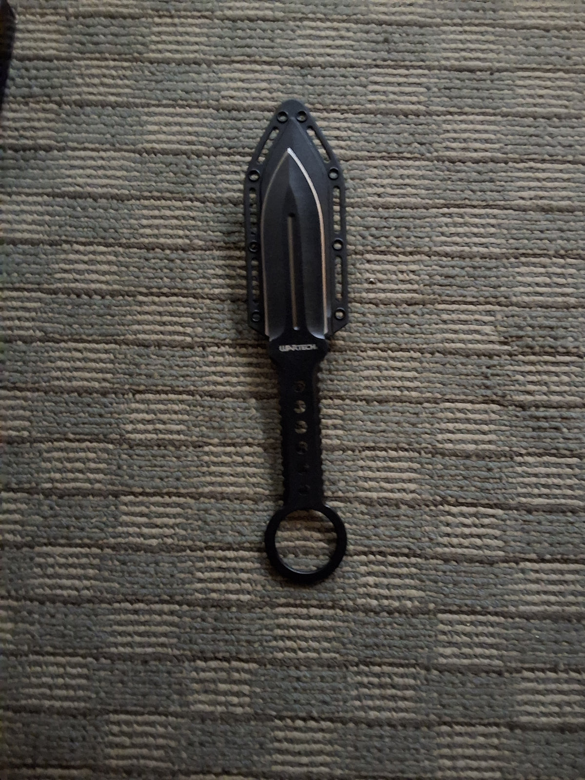 Black Dagger w/ Finger Ring with Hard Case Kydex style Sheath #3026