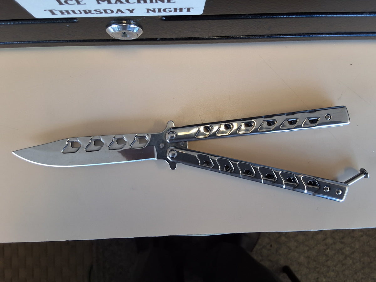 Chrome silver Butterfly diagonal