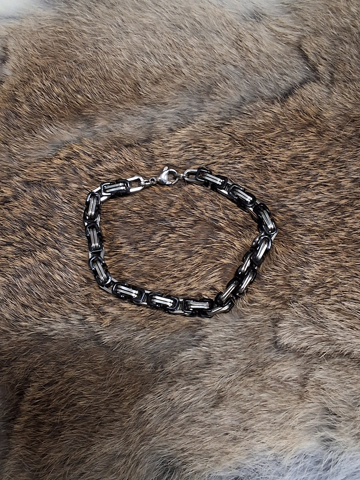 Black and Silver Chain Link Bracelet #1805
