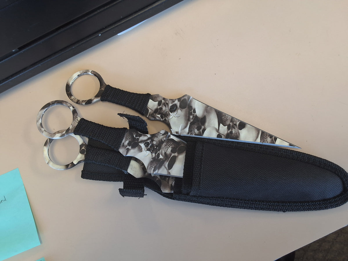 3pc skull throwing knives #1498