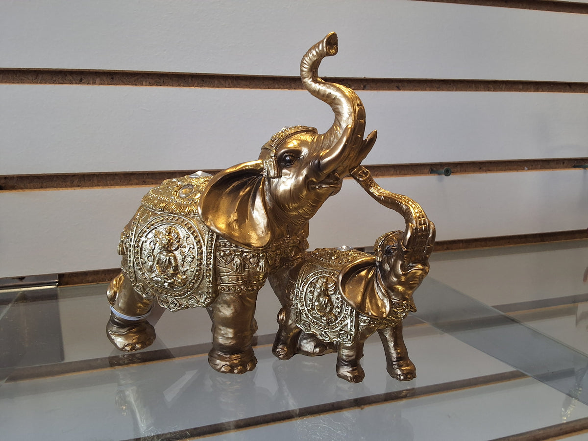 Gold Elephant With Calf