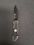 Silver and Black Marines pocket knife Serrated