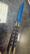 Blue Silver High Quality Butterfly Knife