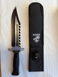 USMC Black and Silver Blade Bowie Knife #3008