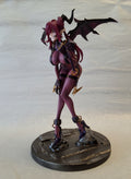 #1533 purple dragon Woman standing holding leash