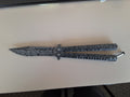 Damascus finish butterfly knife