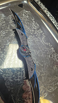 Blue Trim Dragon Face Double Spring Assisted Folding Knife
