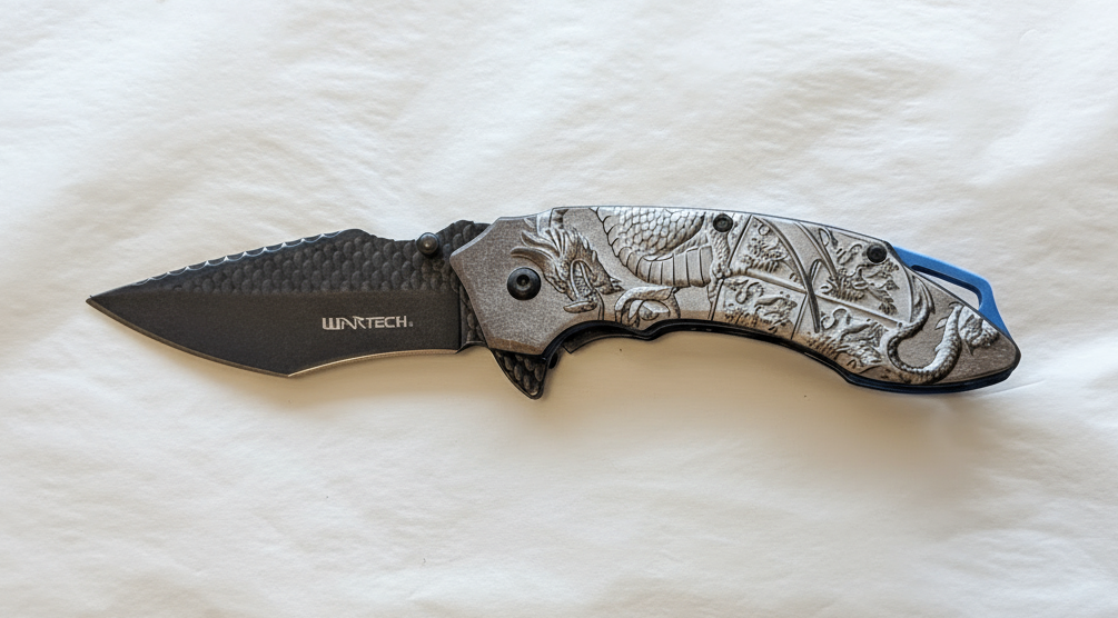 Pastel gray Dragon Folding knife