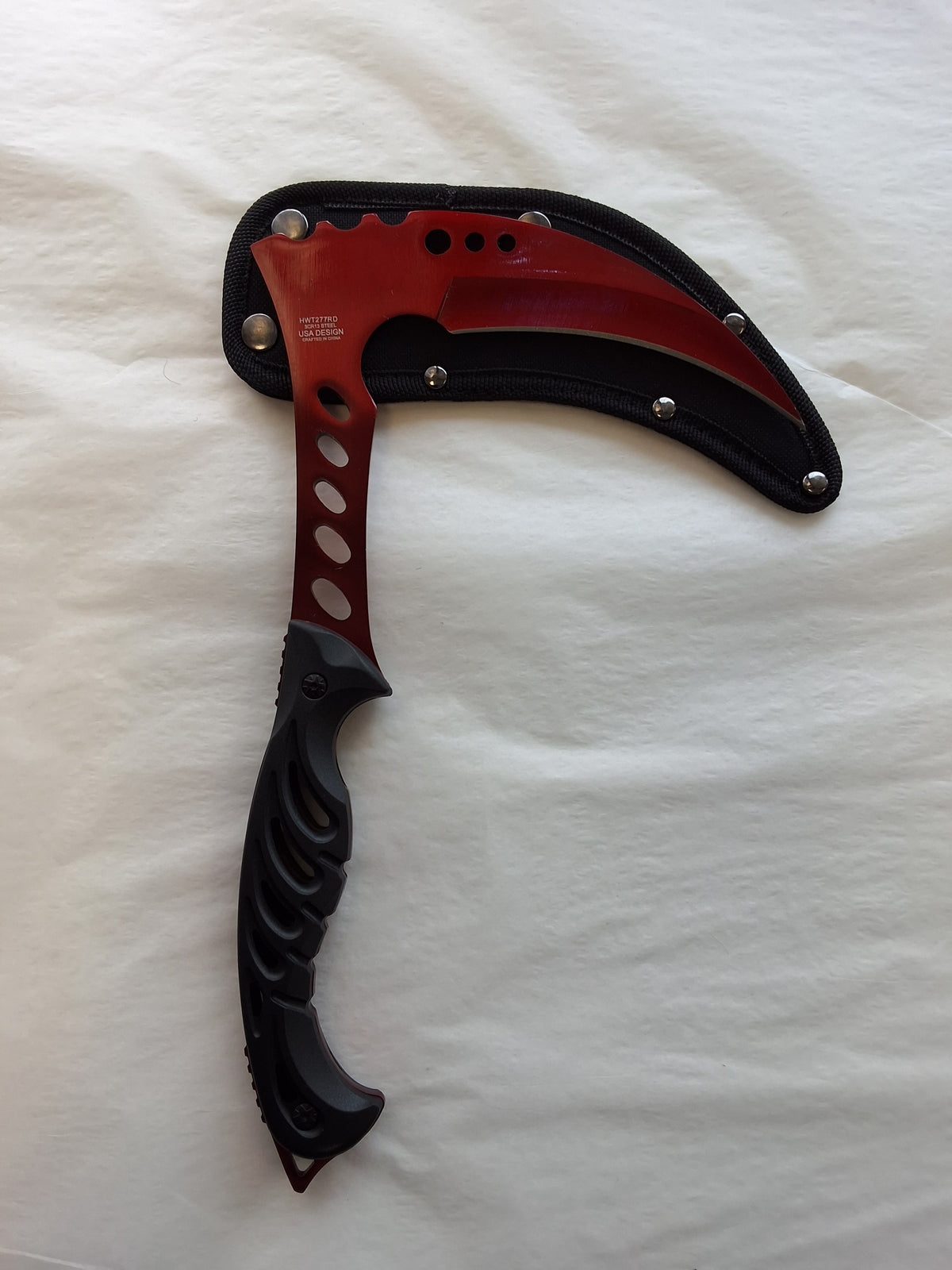 Red and Black Kama Scythe with Sheath #3203
