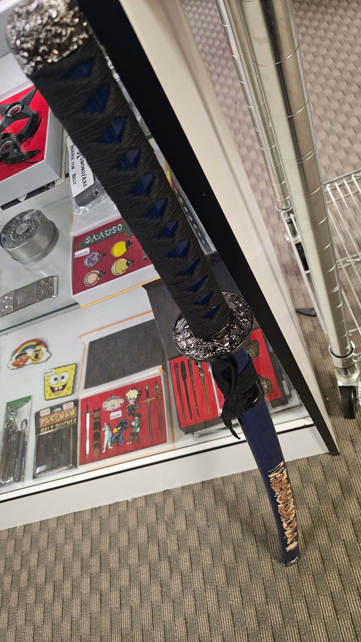 Blue Display Katana with Dragon