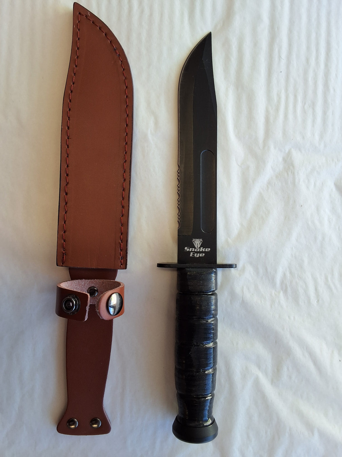 KBar Style Black Tanto with Leather Sheath #3004