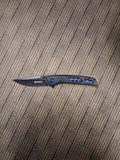 Drop Point Honeycomb Handle Blue Folding Knife #3018