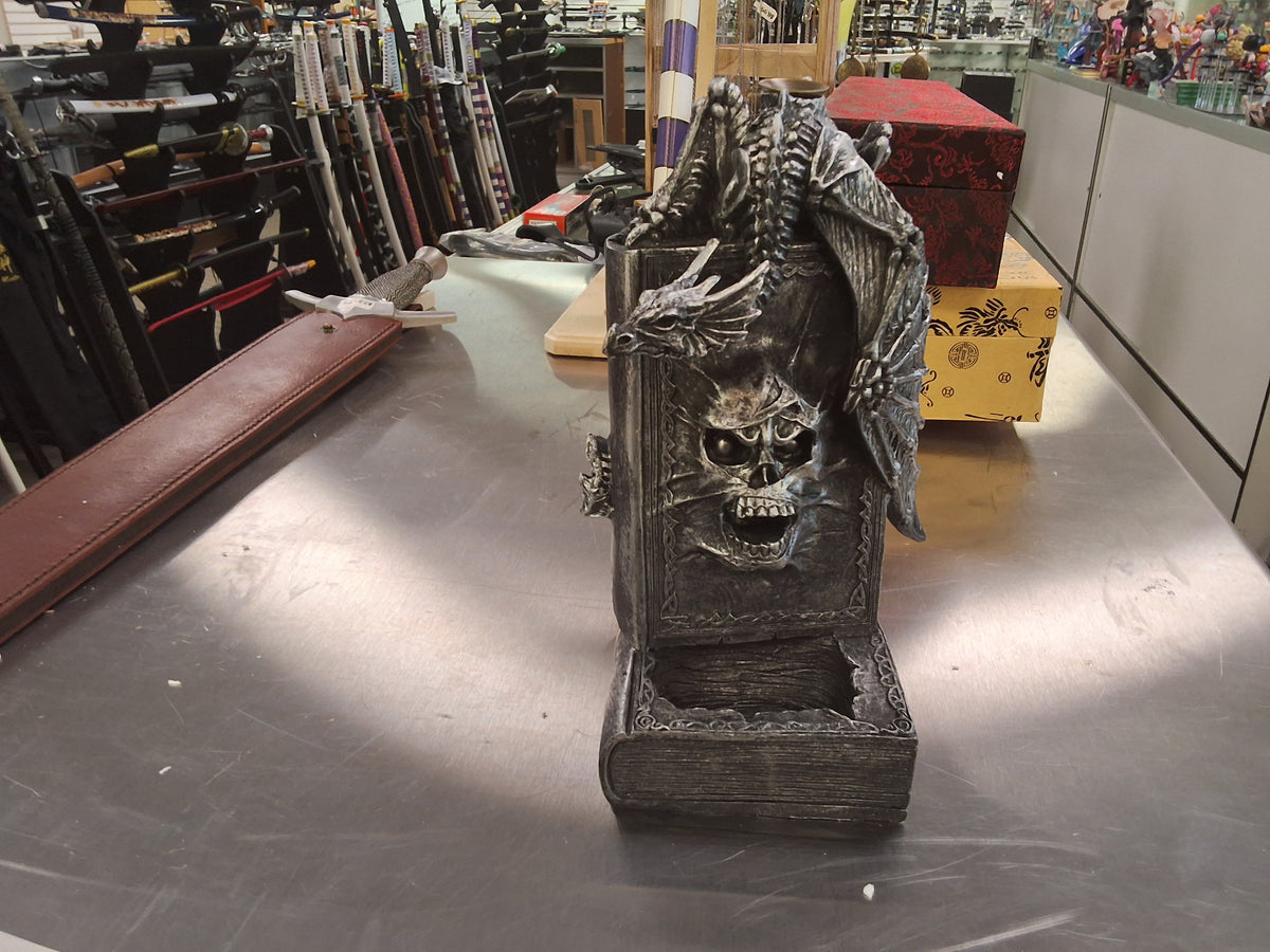 Dragon with Skull Incense Burner On a Book