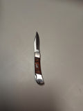 Small wood handle silver blade folding knife #2101