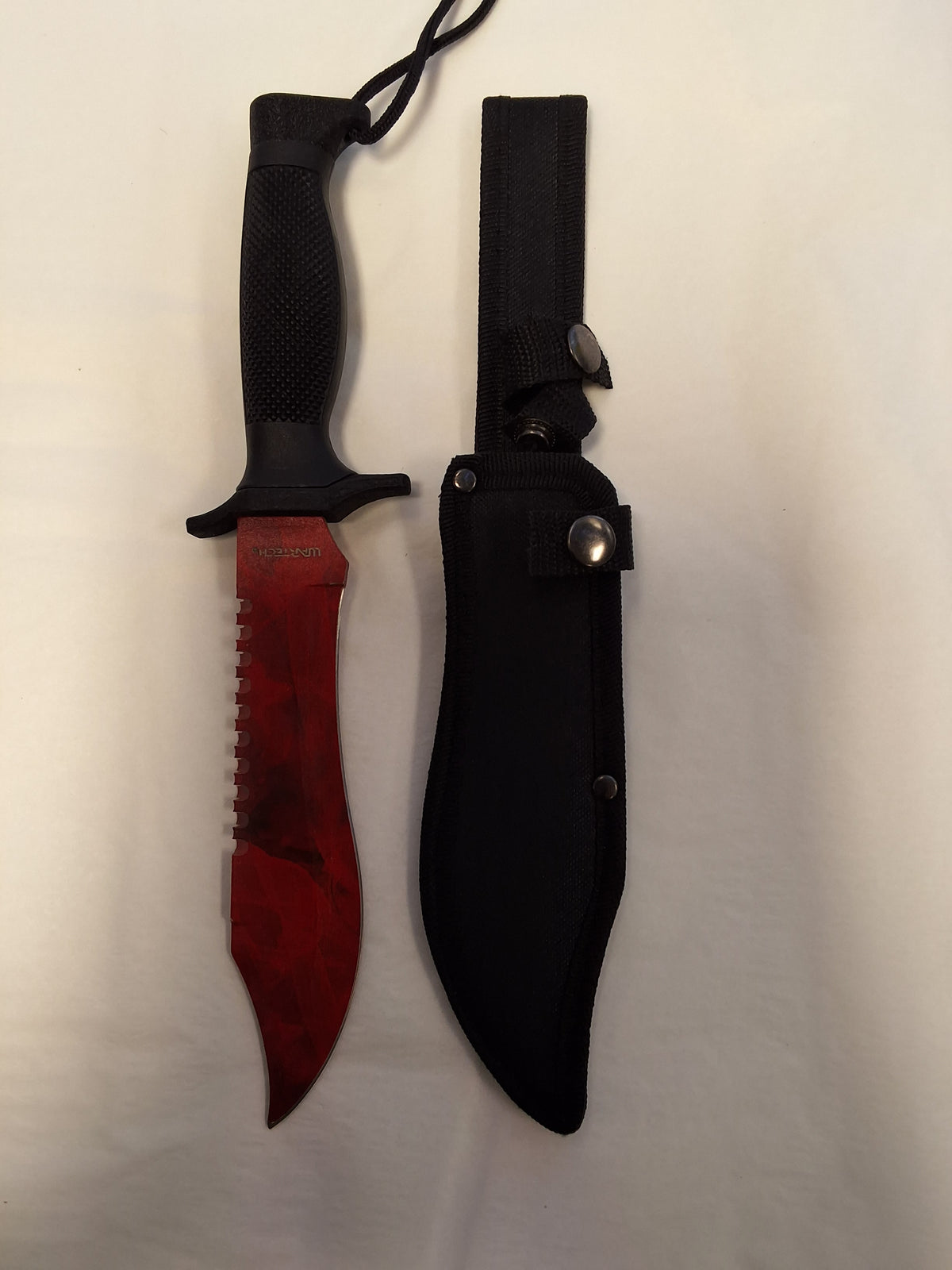 Red Fixed Hunting Knife with Black Handle #3211