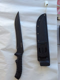 Matte black long knife with holster #1900
