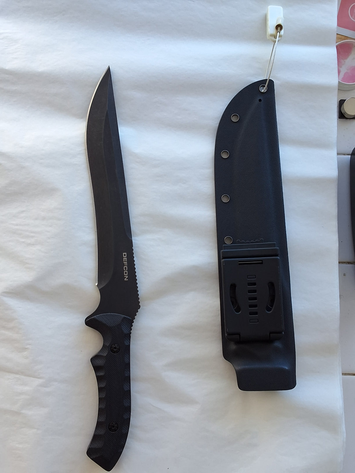 Matte black long knife with holster #1900