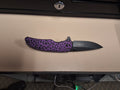 Purple cheetah handle folding knife