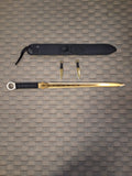 GOLD NINJA SHORT SWORD WITH 2 THROWING KNIVES #3079