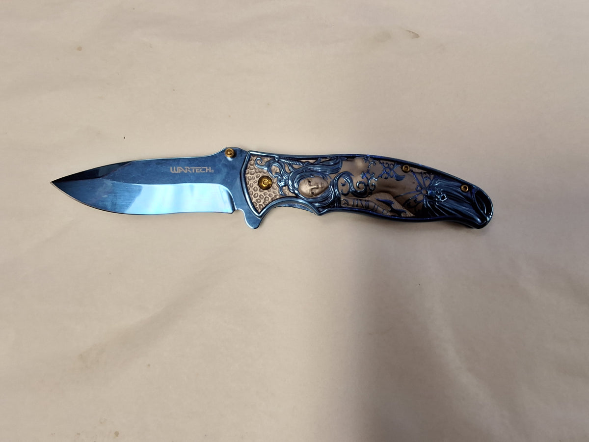 Blue and gray Mermaid knife