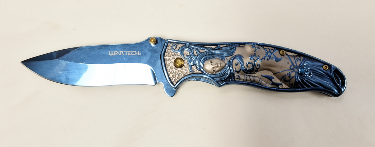 Blue and gray Mermaid knife