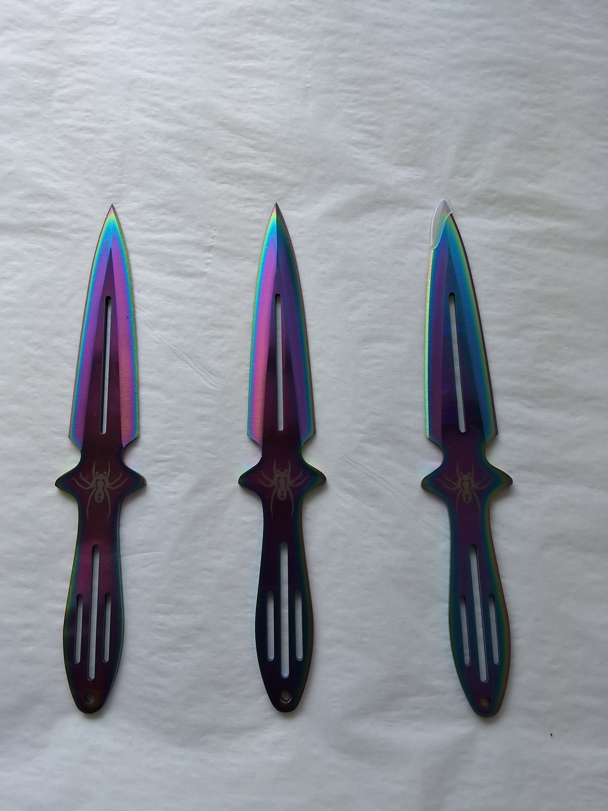 Rainbow Throwing knives W/ spider