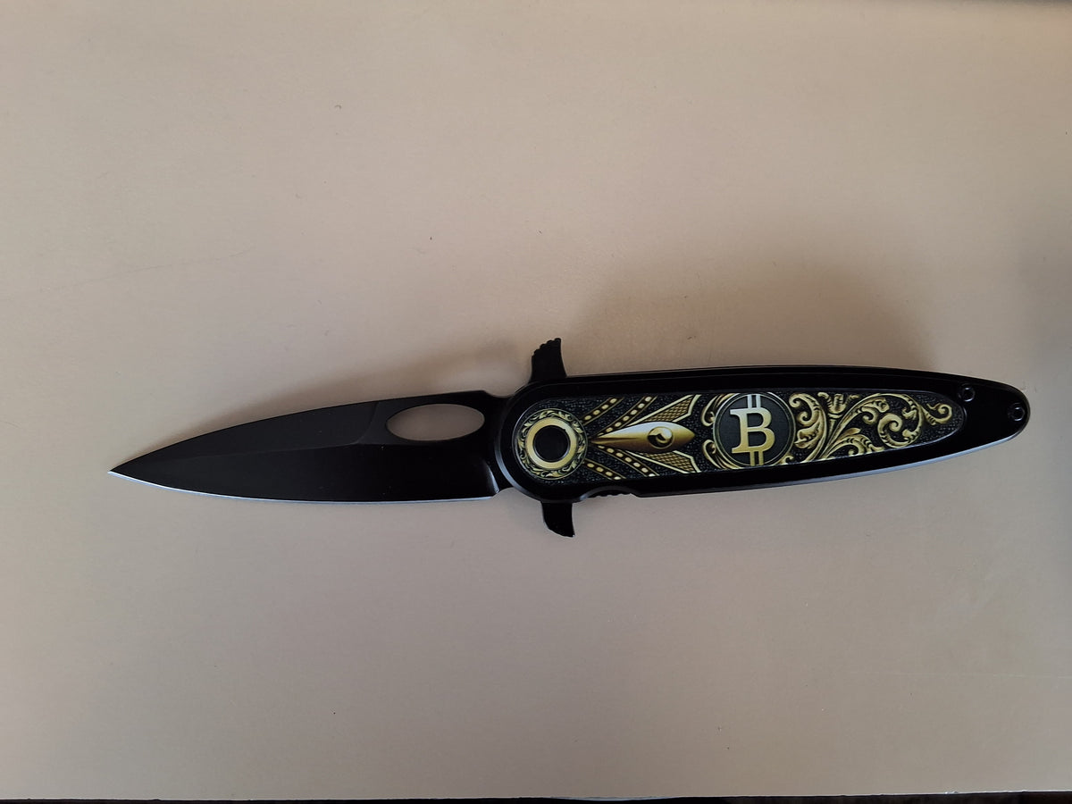Bitcoin Black Folding knife
