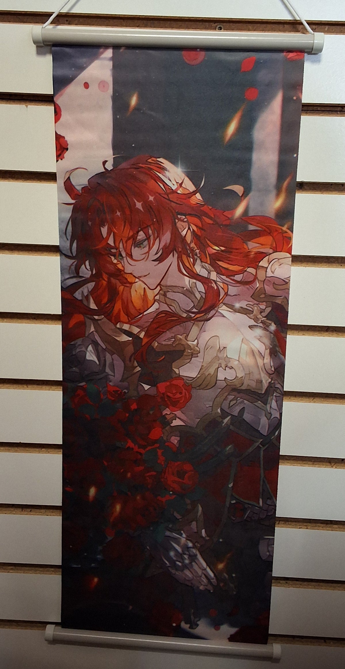 Red Hair Lady with roses Wall Scroll #1890