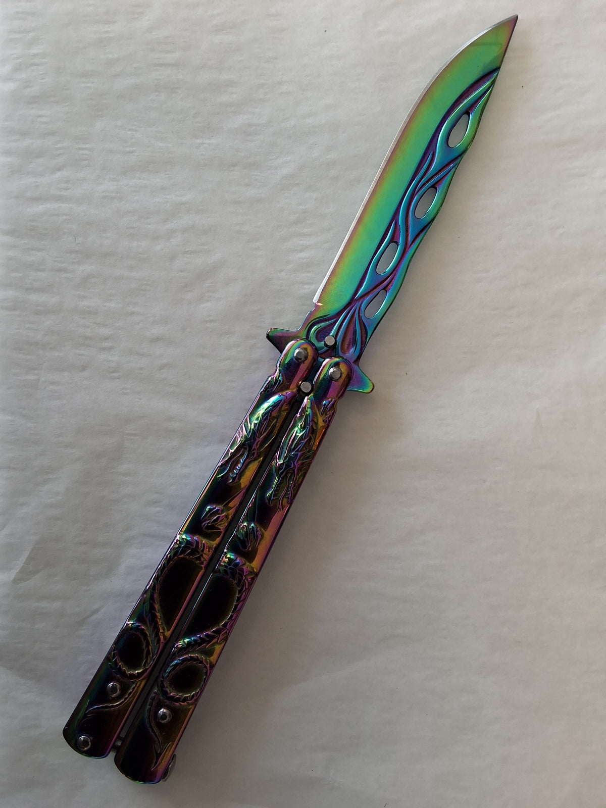 Rainbow Dragon Handle Butterfly Knife #2163