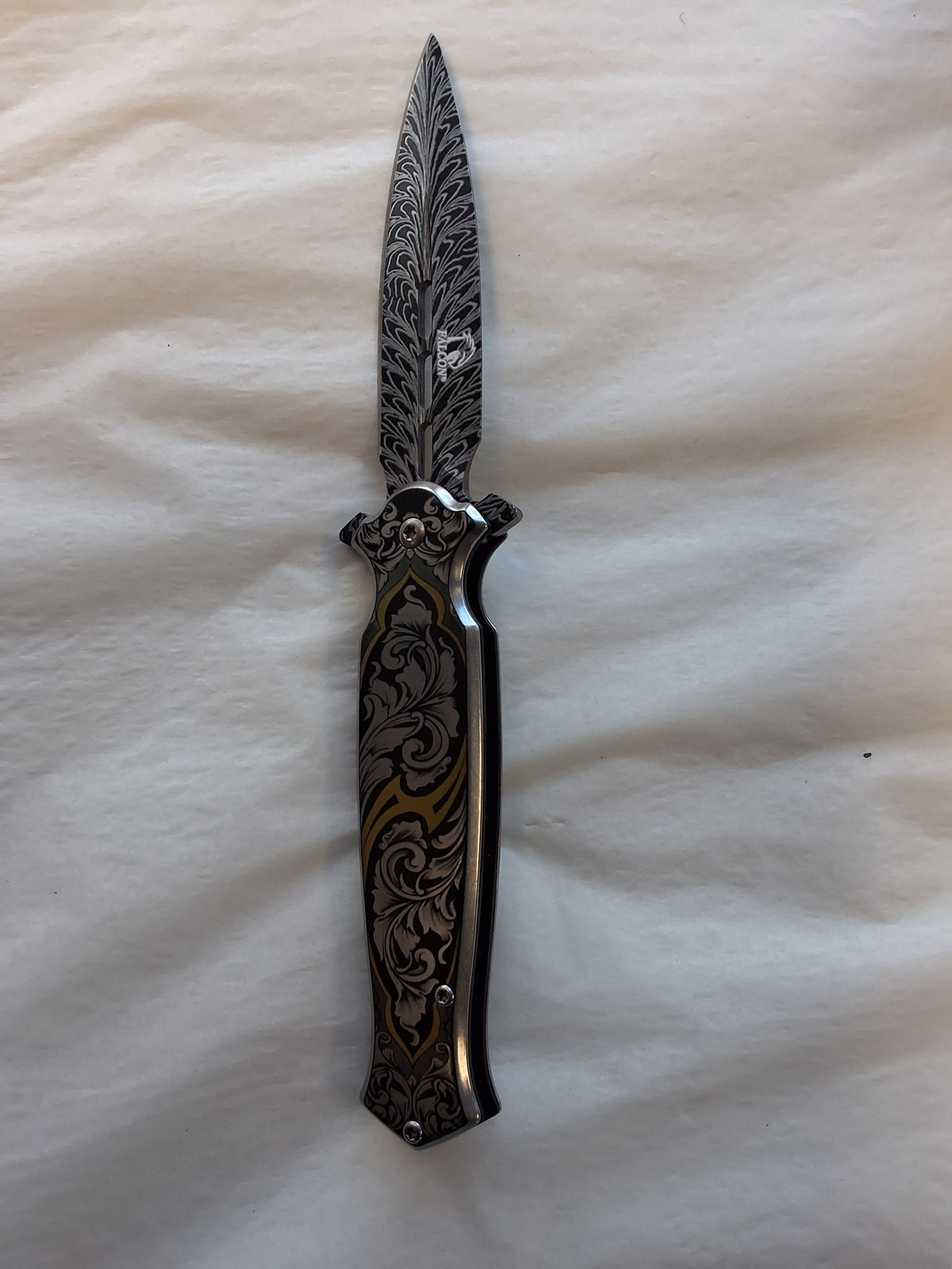 Silver and gold Stilleto Knife #3168