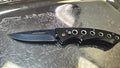 Blue Titanium Finish Faux Damascus Push Button Folding Knife