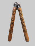 Hardwood nunchucks with engraved dragon #1483