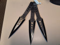 Black and silver scorpion emblem throwing knives
