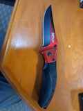 Red and Black Droppoint Folding Knife #1310