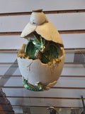 Dragon in egg, grn, 6-1/2"