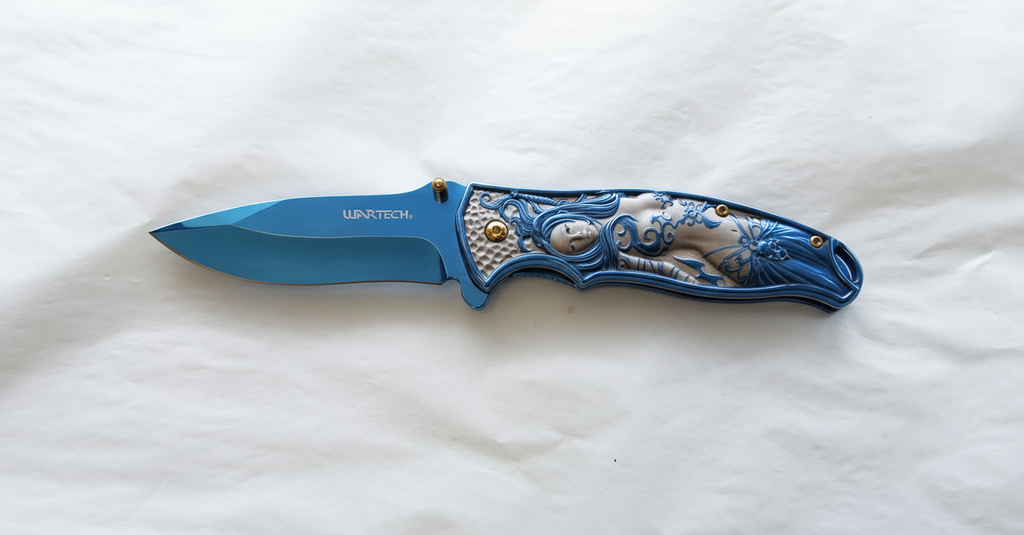 Blue and gray Mermaid knife
