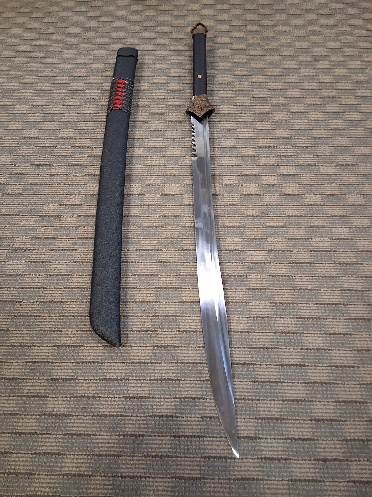 Chinese Straight 1045 steel black and red #8934