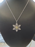 Silver Snowflake Necklace with Yellow Stone #1641