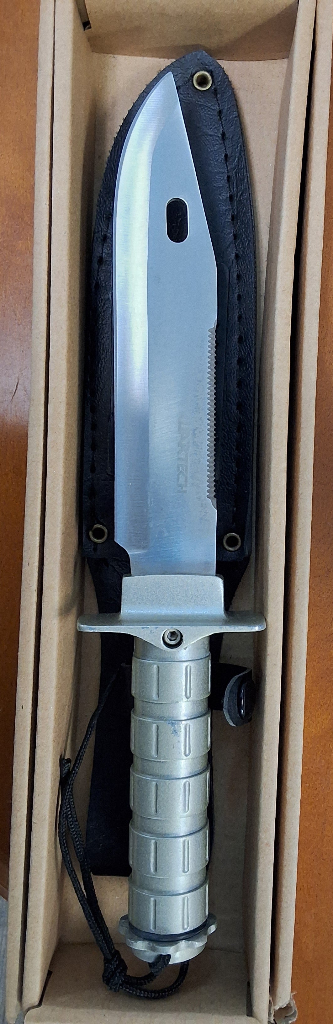 Silver handle Survival Knife W/ Sharpener #2056