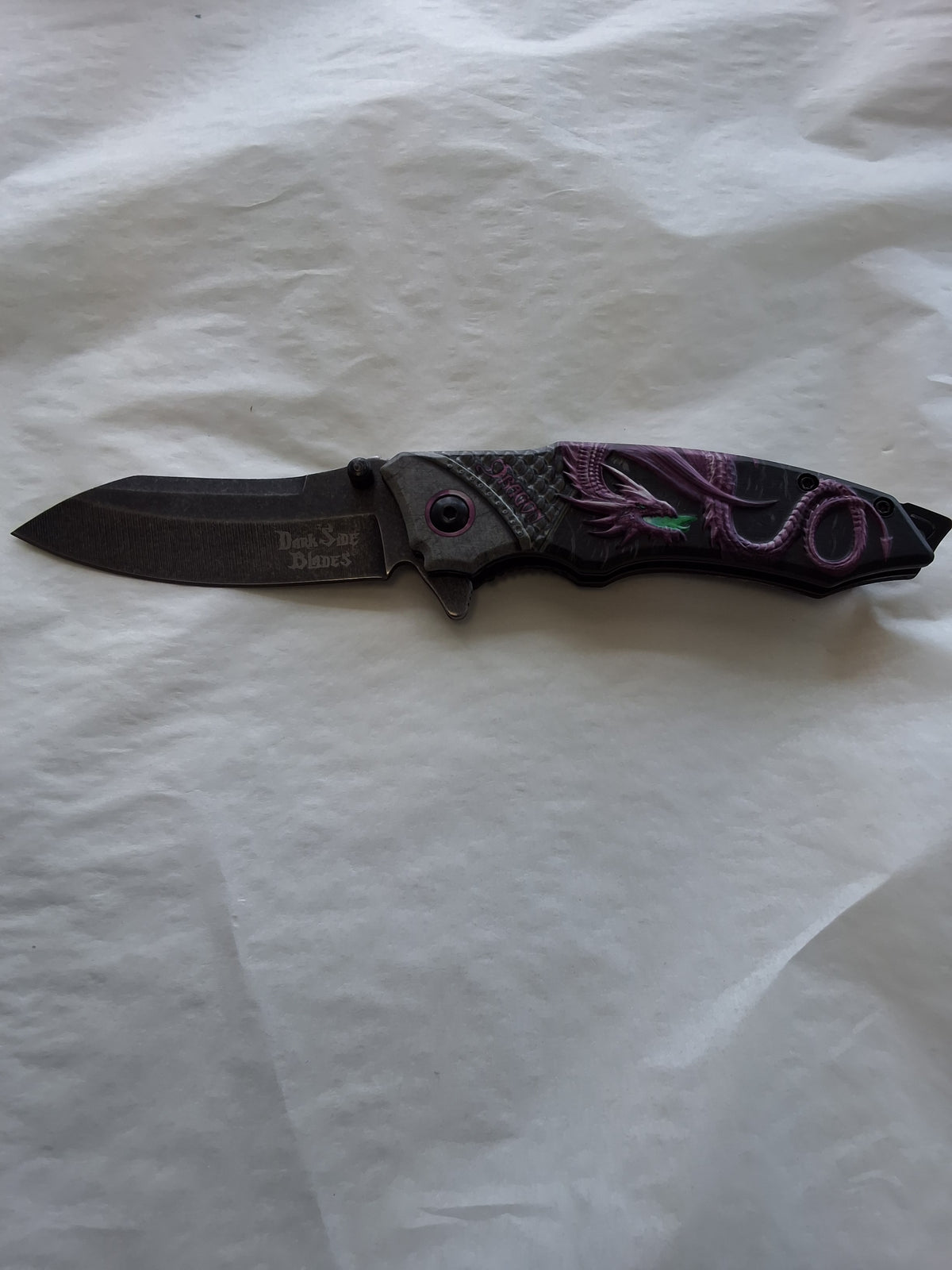 Purple Dragon Grey blade Folding knife #3093