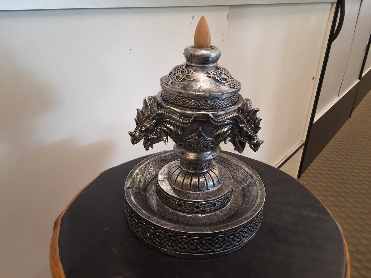Three Dragon Heads On A Fountain Style Incense Burner