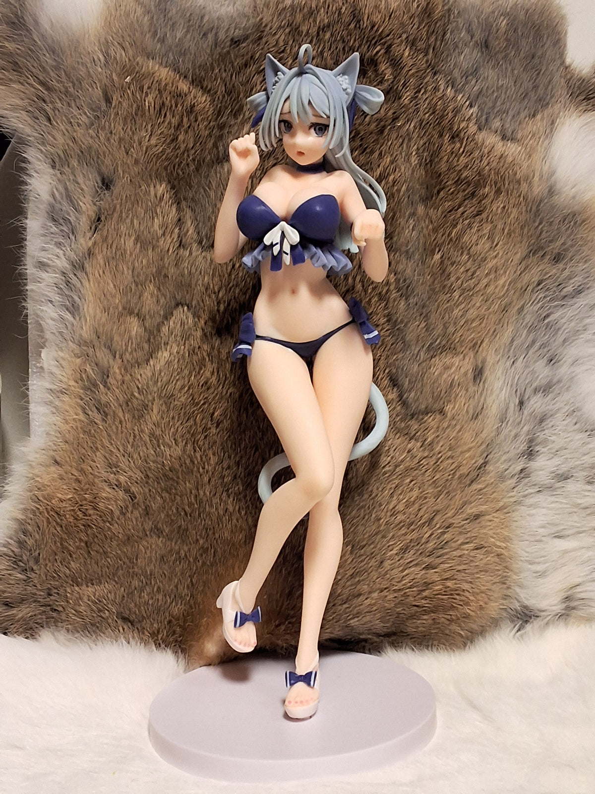 Blue Cat Girl with Gray Hair #1746