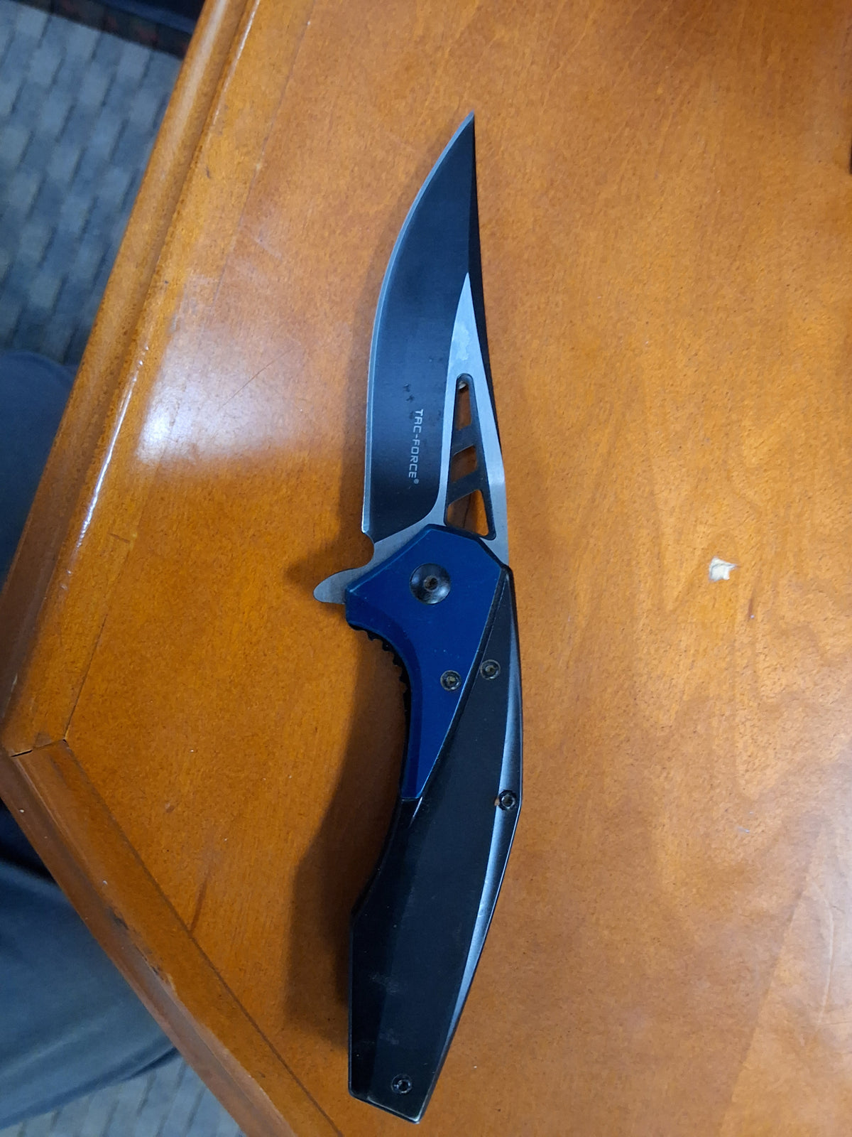 Blue and Black Droppoint Folding Knife #6462