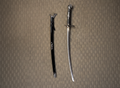 Black Katana with ornate Dragon flame Tsuba #1473