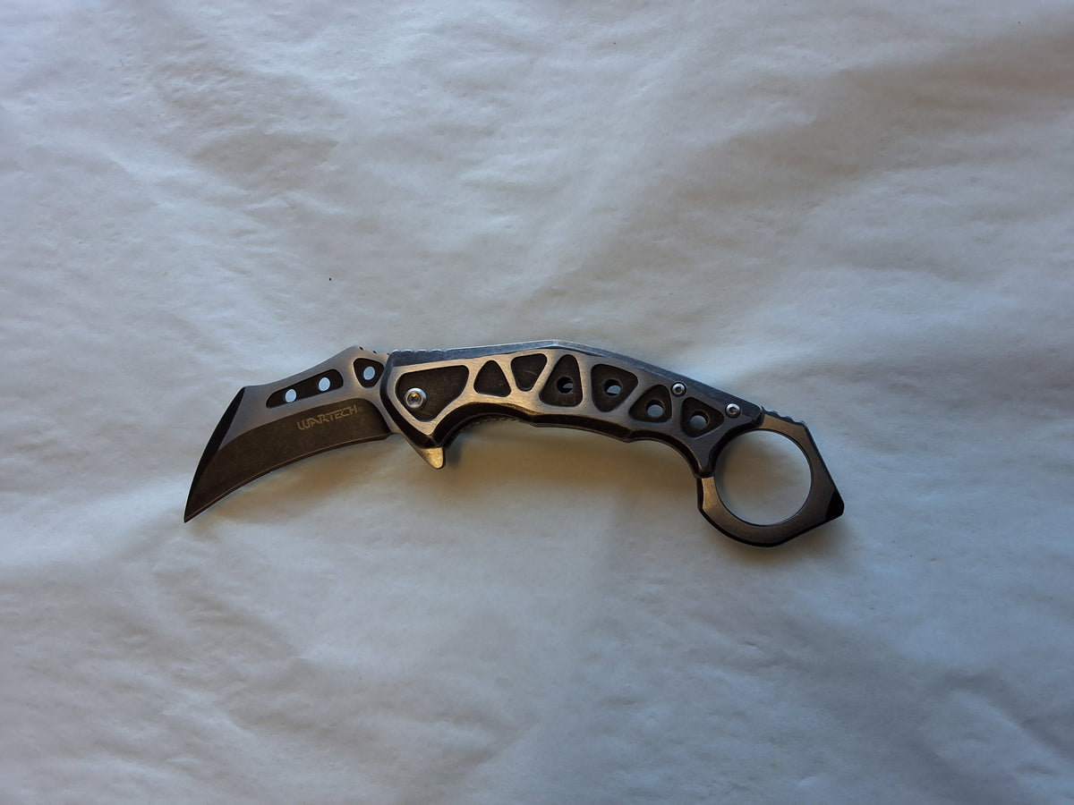 Black and Silver Stonewash Karambit