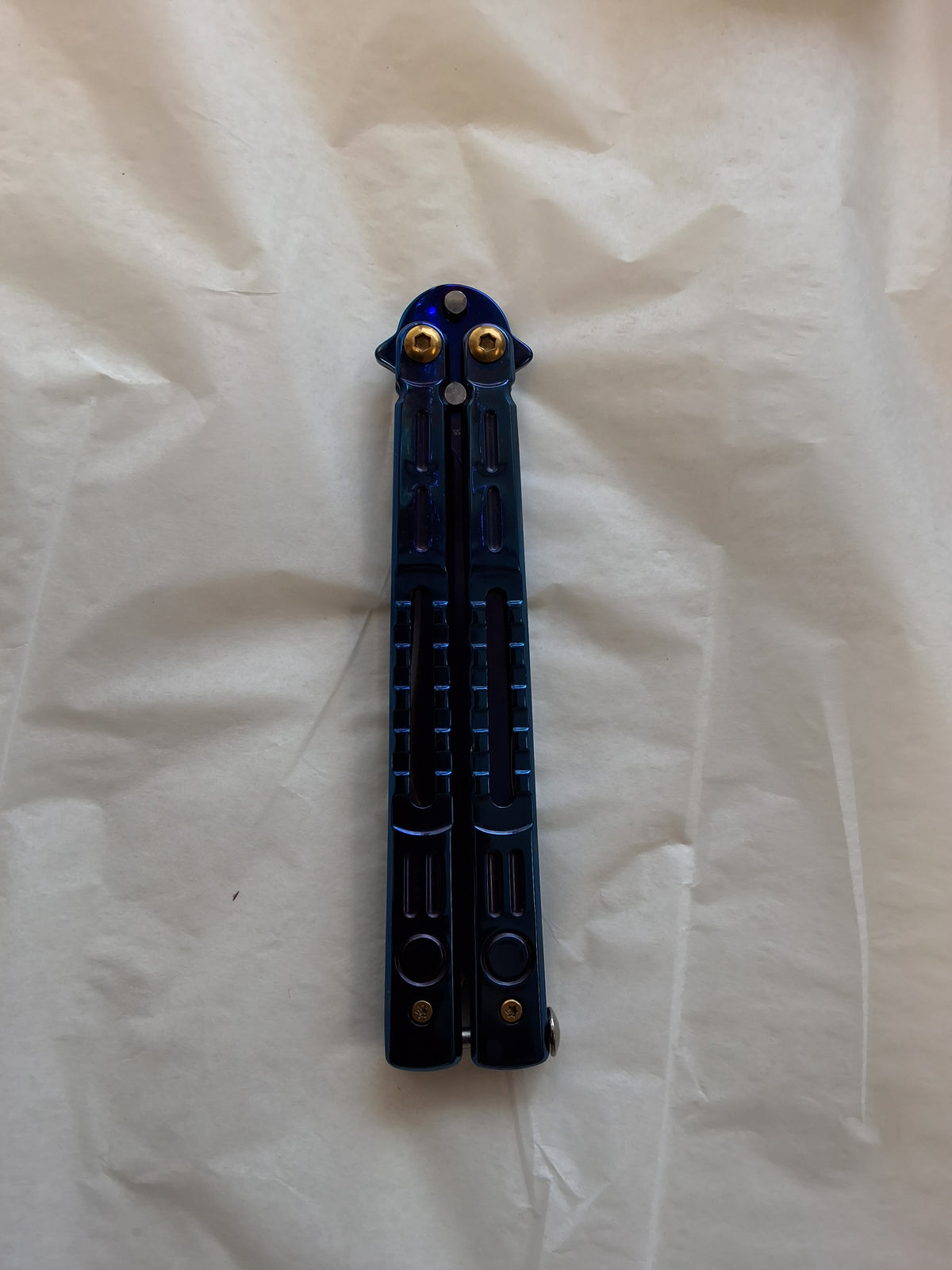 Blue Pearlescent Butterfly Knife #2079